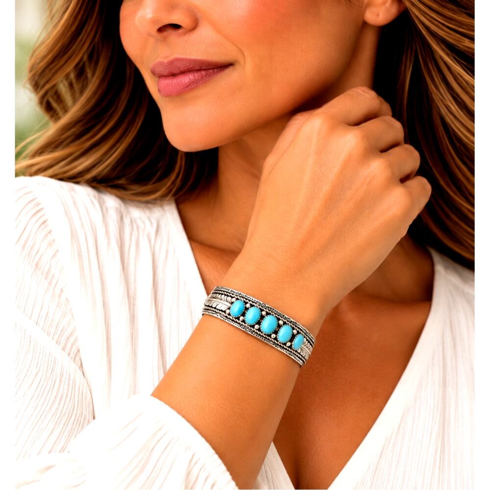 Navajo Harrison and Betty Begay Turquoise Sterling Bracelet